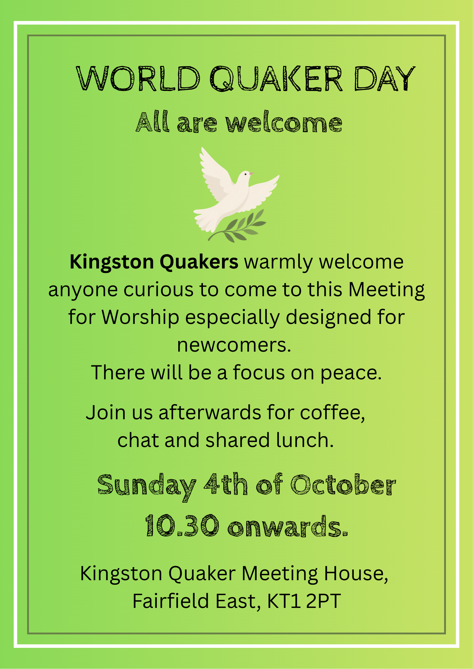 Kingston World Quaker Day Poster